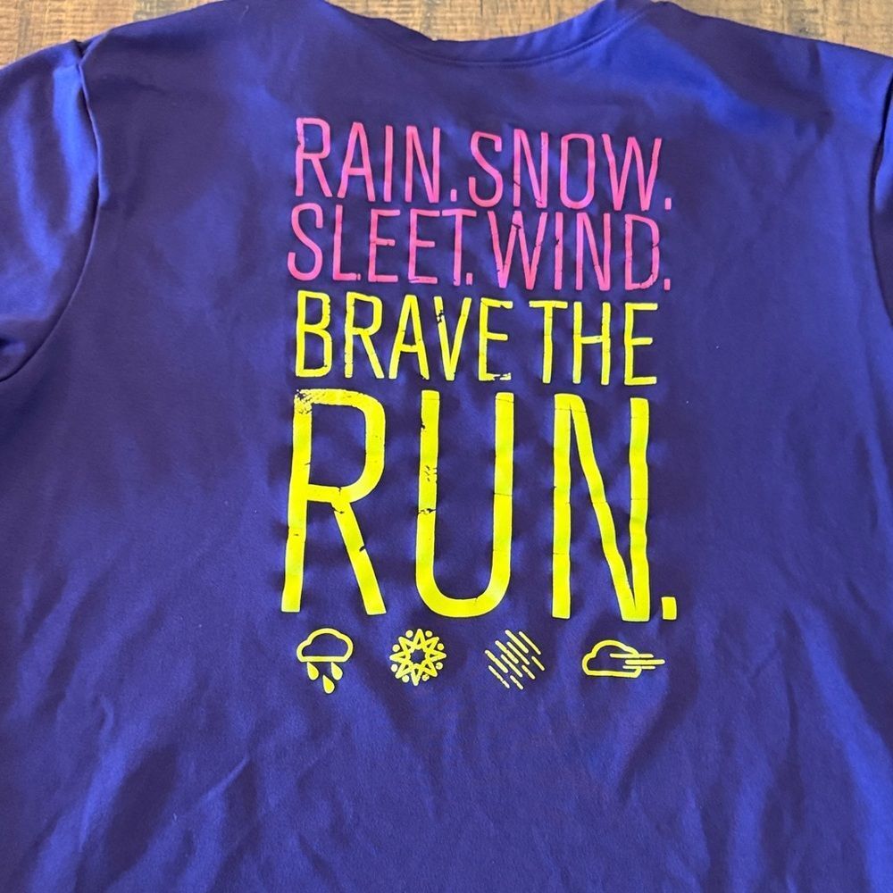 Under Armour Purple Short Sleeve Run Tee with Pink Logo - Picture 4 of 6